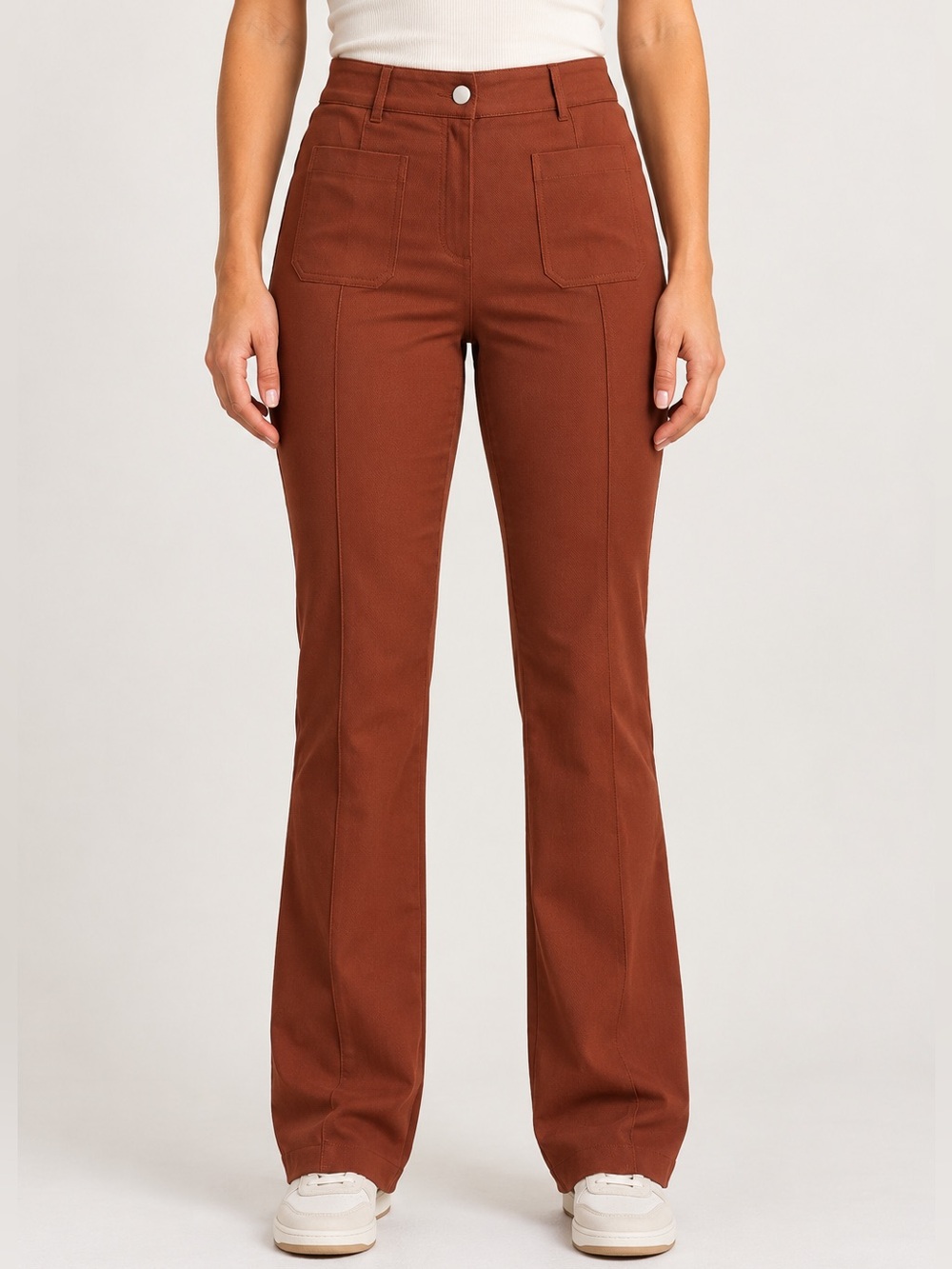 NWT Halara High Waisted Work Flare Pants with Pockets Rust